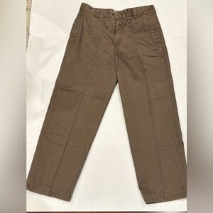 IZOD Chino Pant Mens Size 34x30 Straight Fit Flat Front Cotton Brown